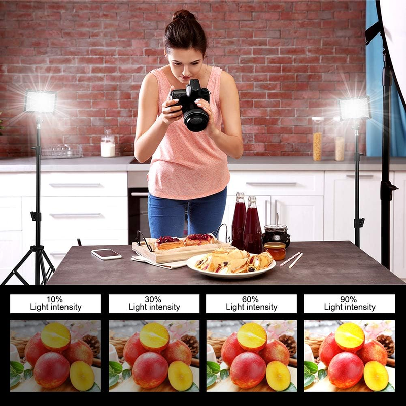 3 Packs 70 LED Video Light with Adjustable Tripod Stand/Color Filters,  5600K US