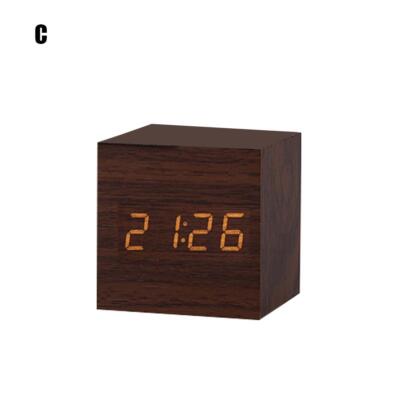 Intelligent Voice Controlled Alarm Clock Modern Wooden Wood Digital LED  H