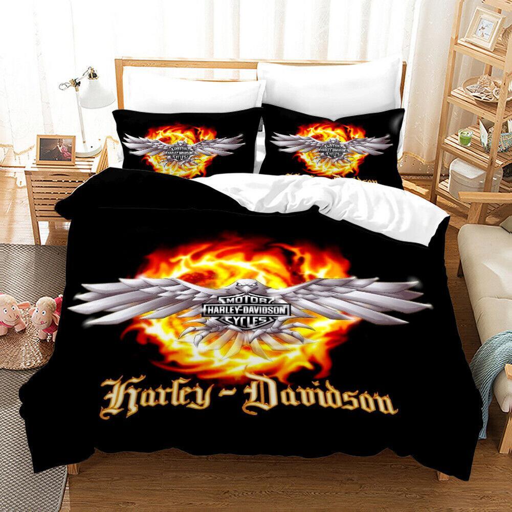 Harlry Harley Motorcycle Series Printed Quilt Duvet Cover Set Twin Bedroom Decor