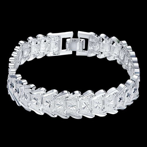 Fashion 925Sterling Solid Silver Jewelry Wide Flower