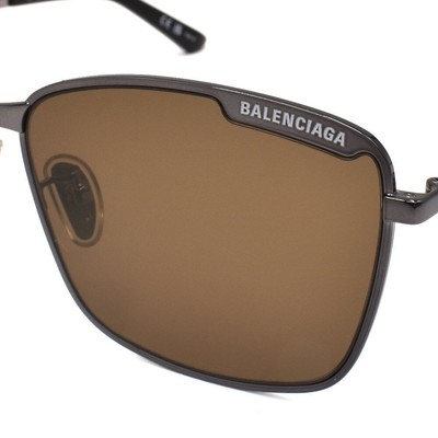 BALENCIAGA BALENCIAGA BB0280SA-002 RUTHENIUM RUTHENIUM BROWN SUNGLASSES