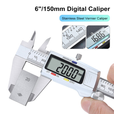 150mm Digital Caliper Vernier Gauge Micrometer Stainless Steel Measuring Tool US