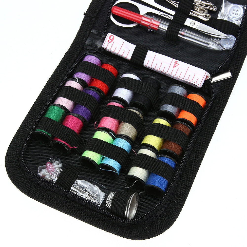 Sewing Kit Measure Scissor Thimble Thread Needle Storage Box Travel 70 Pcs Set