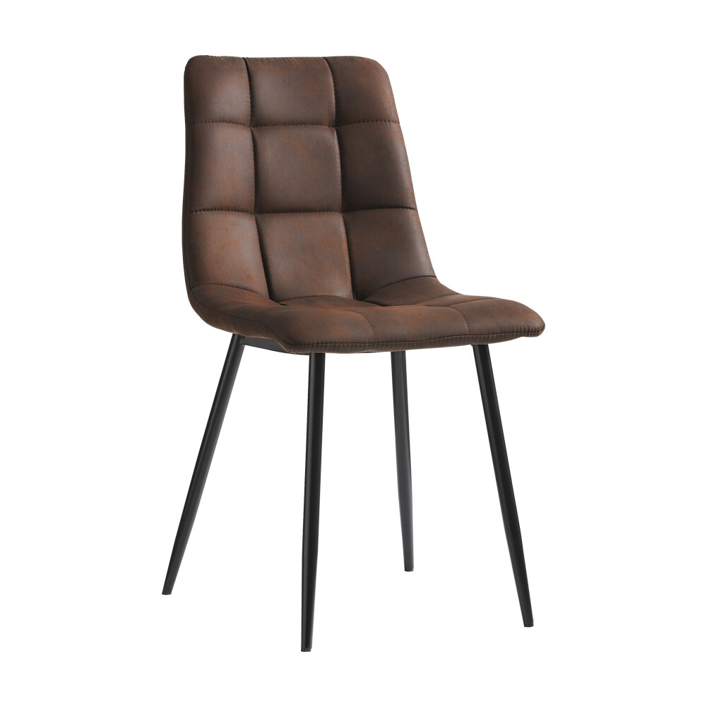 2x Retro Vintage Chairs Faux Leather Suede Chairs Dining ...