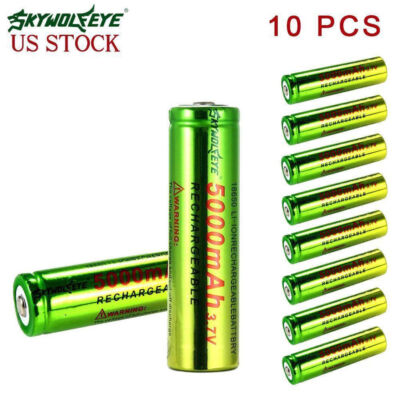 SKYWOLFEYE Rechargeable Battery 3.7V Button Top Lithium Batteries Cell For Torch