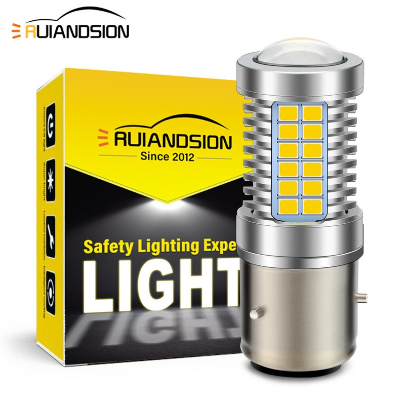 Ruiandsion Ba21d Led Moto Phare Ampoule Scooter Drl 6v 12v Jaune Citron