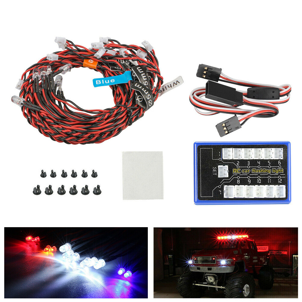 12 LED Light Kit Brake+Headlight+Signal 2.4ghz PPM FM For 1/10 SCX10 HSP RC Car