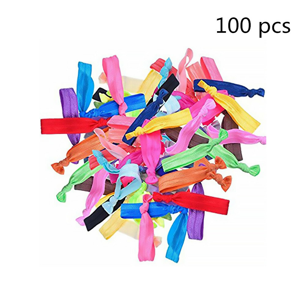 Elastic Hair Ties No Crease Ribbon Ponytail Holders Bows Rubber