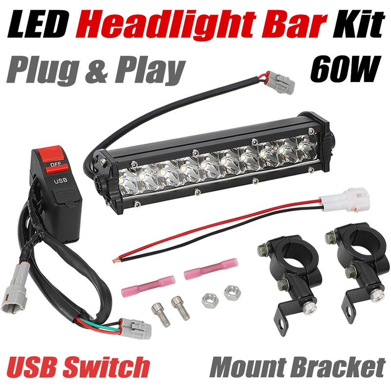 Plug&Play LED Headlight Kit +USB Switch For Honda TRX90X 1994-2022