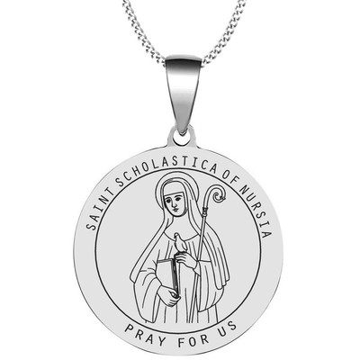 Saint Scholastica Of Nursia Protect Us Stainless Steel Necklace