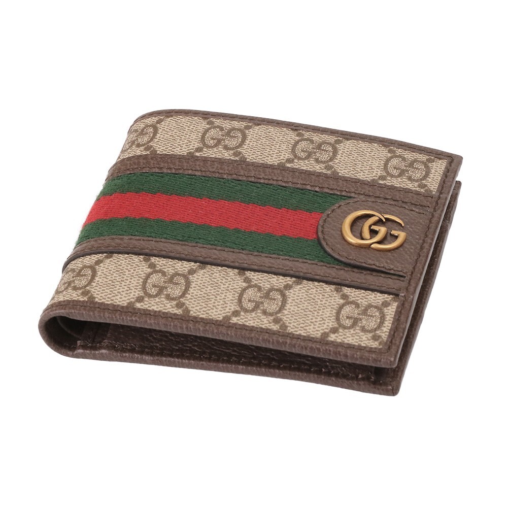 Pre-owned Gucci Wallet Men Bi-fold Ophidia Gg Coin Wallet Canvas 597609 96iwt 8745 Beige
