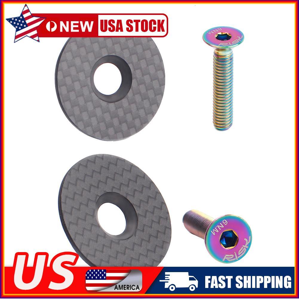 RISK Bicycle Headset Cover Carbon Fiber MTB Road Bike Stem Top Cap w/ Bolt