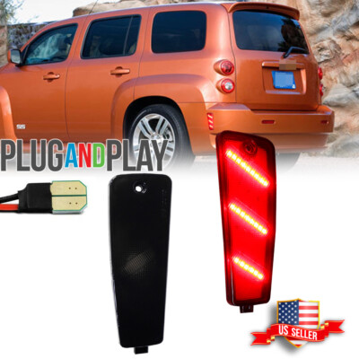 2x Smoke Lens Red LED Rear Bumper Side Marker Lights For 2006-2011 Chevrolet HHR