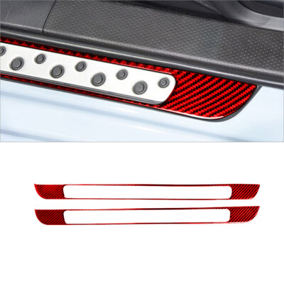 2Pcs Red Carbon Fiber Door Sill Accent Cover Trim For Toyota 86 Subaru BRZ