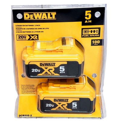 2 Pack Dewalt DCB205 Lithium Ion Battery 20V Max XR 5AH 20v Power Tool Battery