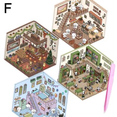 4 Sets DIY 3D House Stickers, Fun DIY Stickers Scene Make Your Own Supermarket