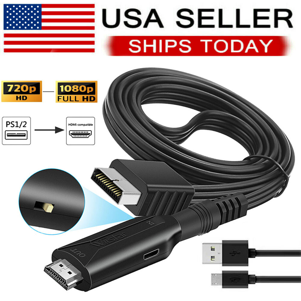 For Sony PS1/PS2 to HDMI Converter Game Console Audio Video 1080p Cable Adapter