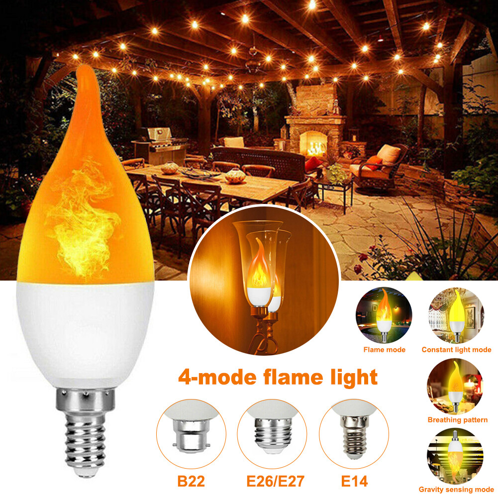 3W B22/E14/E27 E26 LED Flicker Flame Light Bulb Burning Fire Effect Night Lamp