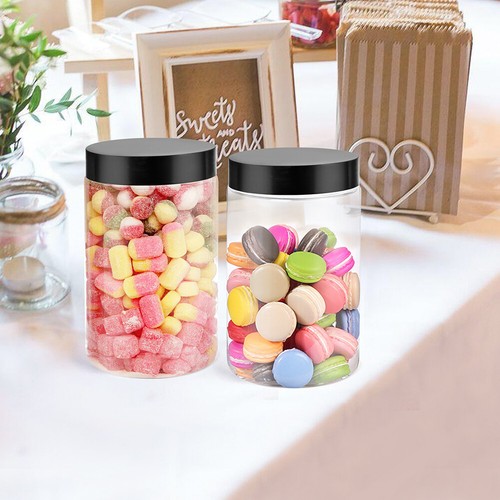 3PC Clear Large 27oz Plastic Jars Sample Container Spice Food Storage Organizing