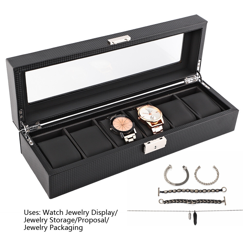 3 Slots Fibre De Carbone Boîte De Montre, Présentoir Coffret 3 Slots Fibre De Carbone Boîte De Montre, Présentoir Coffret
