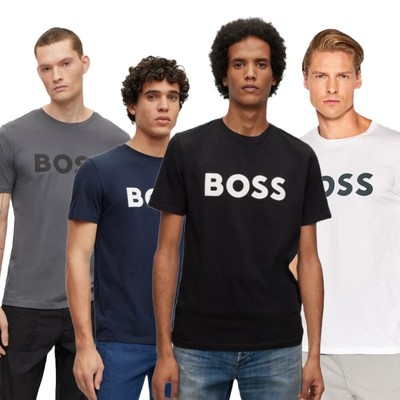 Hugo Boss Мужская футболка Boss Logo Print с короткими рукавами Повседневная рубашка с круглым вырезом