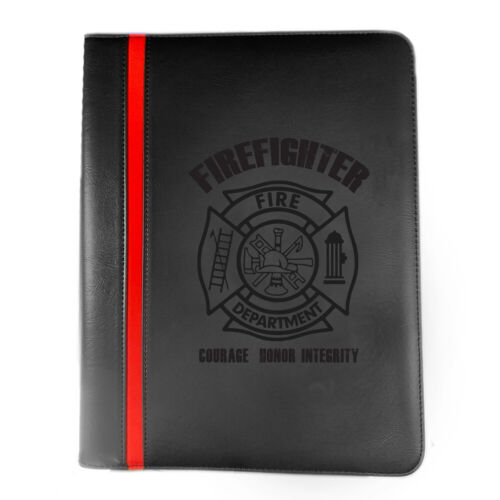 Firefighter Maltese Cross Courage Honor Leatherette Thin Red Line Padfolio