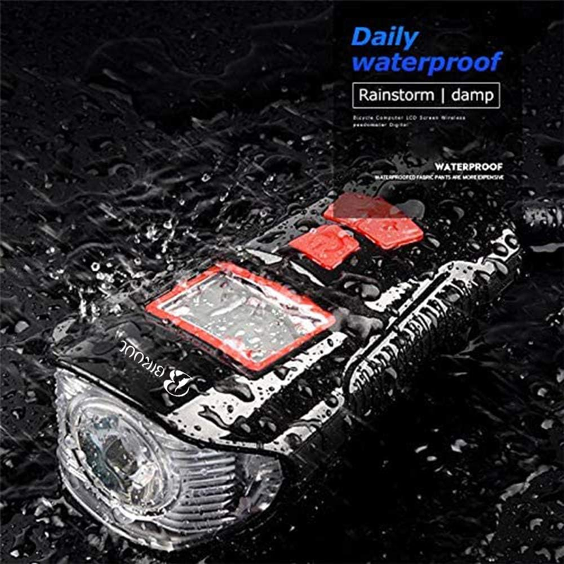 Bike Light Set,Bicycle Headlight with Horn and Speedometer Odometer,Usb Recharge