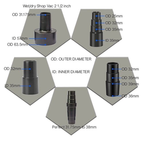 5*Universal Vacuum Hose Adapter Vacuum Cleaner Adapter Shop Vac Hose Accessories