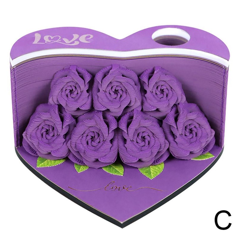 3D Memo Paper Love Rose Paper Carving Calendar‖