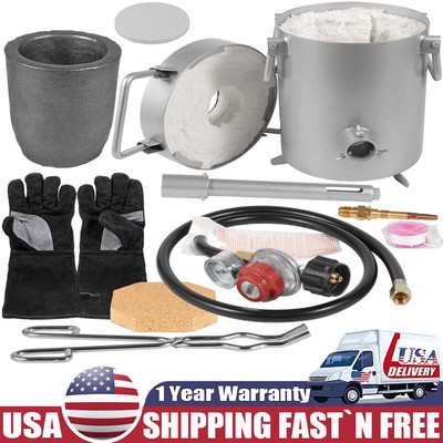 28LB/12.8KG Steel Gas Propane Melting Furnace Deluxe Kit with Crucible Tongs Kit