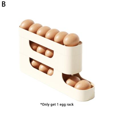 Egg Holder for Fridge, Eggs Dispenser Auto Rolling Egg Tray Storage Rack 2024