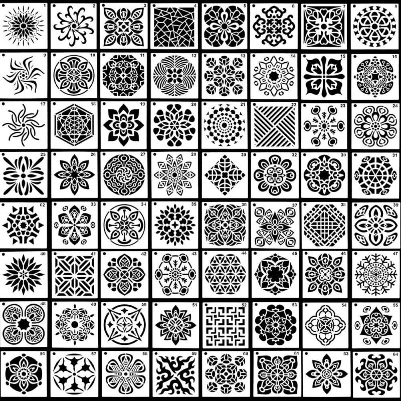 64x/set Mandala Stencils Mandala Dot Painting Stencils Templates For Rocks Wood