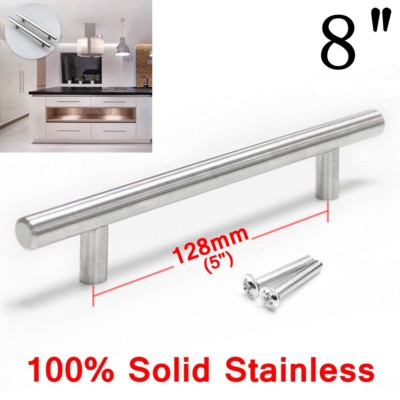Stainless Steel T bar Modern Kitchen Cabinet Door Handles Drawer Pulls Knobs