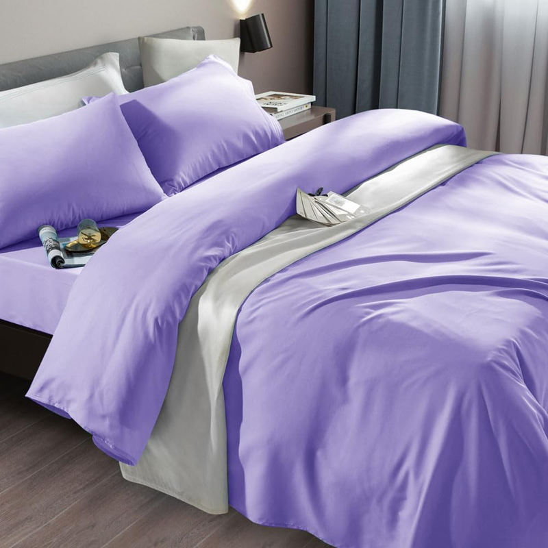 Bed Sheet Set Super Soft Microfiber 1800 Thread Count Luxury Egyptian Sheets Fit 18-24 Inch Deep Pocket Mattress Wrinkle-6 Piece (Lavender, Twin)