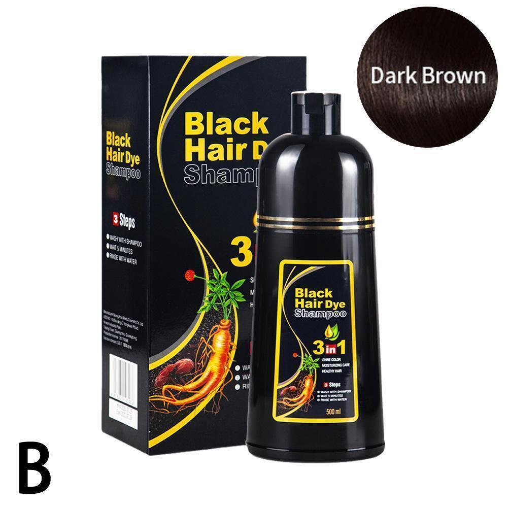 3-in-1 Instant Hair Dye Shampoo Gray Hair Coverage Hair Color Black/Coffee 500ML