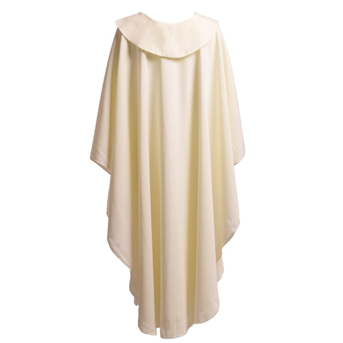 BLESSUME Church Priests Solid Chasuble Mass Vestments White-Flat Collar