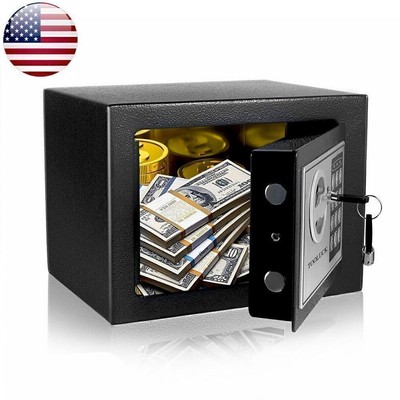Black Home Offic Digital Security Safe Electronic Money Cash Safety Box Key Lock