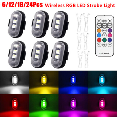Wireless LED Strobe Lights RGB 8 Colors Rechargeable Flashing Warning Lights