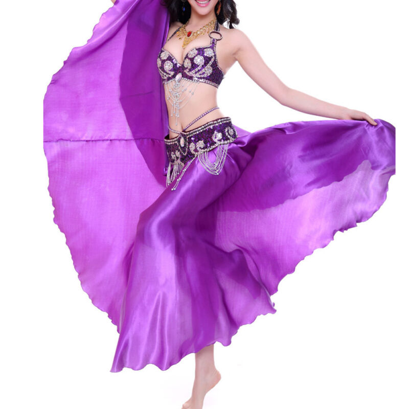 NEW 360 Full Circle Shining Satin Long Skirt Swing Belly Dance Costumes PlusSize