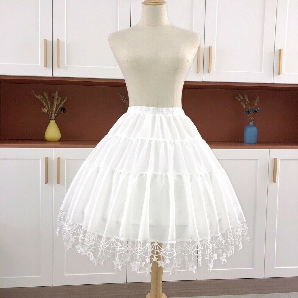 Ladies Lolita Skirt Petticoat Crinoline Gown Underskirt Star Cosplay Retro Fairy