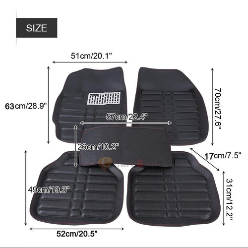 5x Car Floor Mats Front & Rear All Weather Interior Mat Carpet PU Leather Black 6