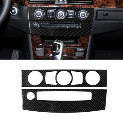 Carbon Fiber Interior Central Console Cover Trim For BMW 5 Series E60 2008-2010