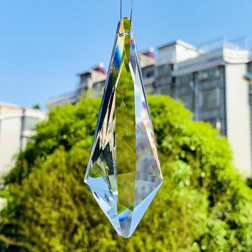 Hanging 120mm Long Horn Clear Glass Crystal Prism Chandelier Suncatcher Decor