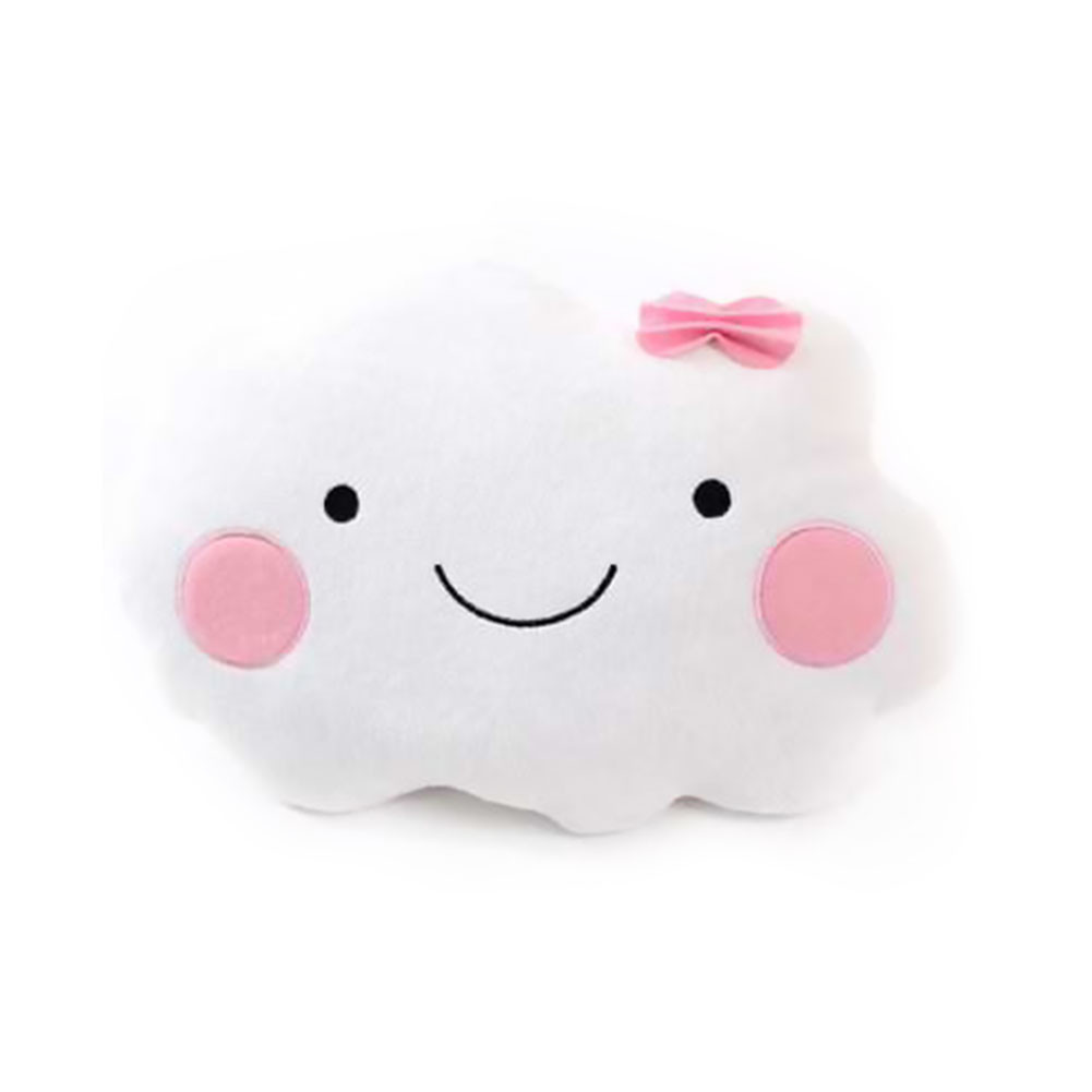 Smiley Face Cloud Shaped Cushion Pillow With Pink Bow Soft Stuffed