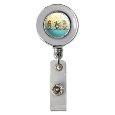 Party Frogs Mardi Gras See No Evil Hear Chrome Badge ID Card Holder