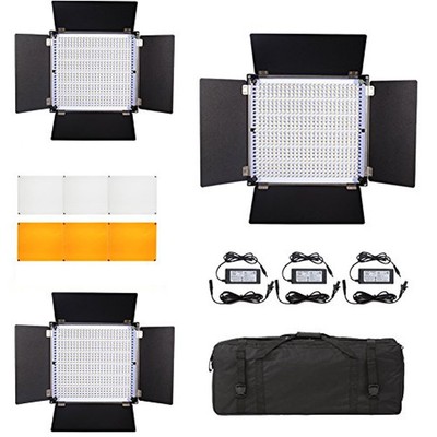 Photography LightingPixel 3 Packs Dimmable 600 LED with U Bracket Professiona...