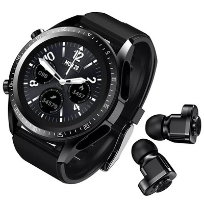 Smart Watch Twins Wireless Stereo Earphones Bluetooth Smartwatch Music Playing