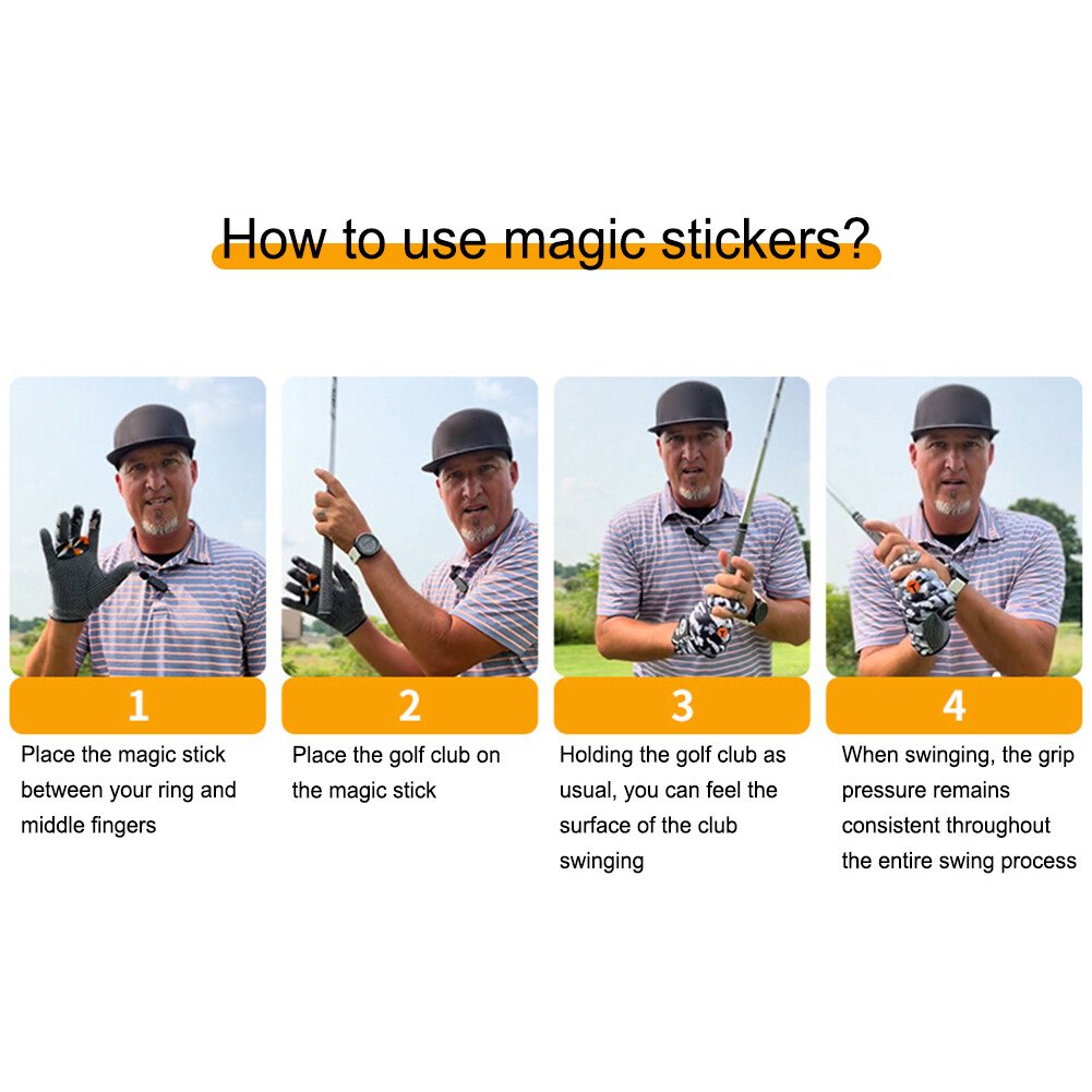 Golf Magic Grip Sticker Golf Swing Trainer with 4 Markers Golf Grip Training Aid