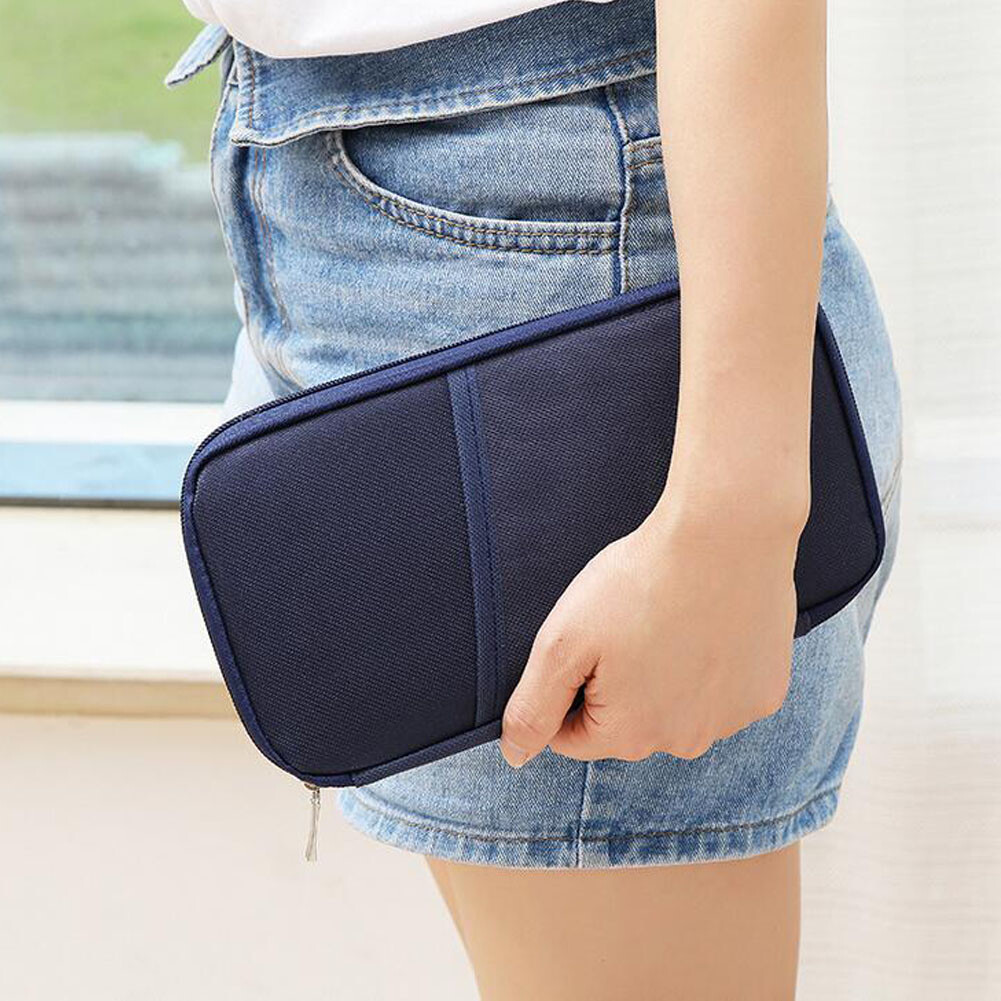 Family Travel Wallet Passport Holder RFID Blocking Document Organizer Bag Case