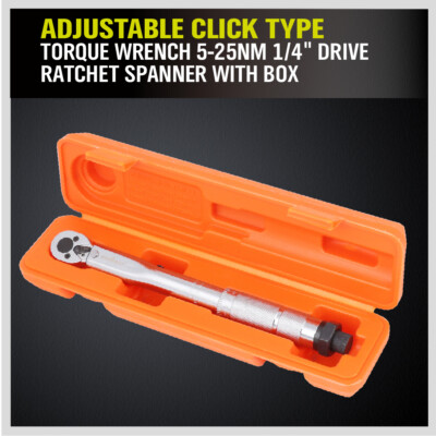 1/4'' Drive Click Type Torque Wrench Ratcheting Snap Socket Reversible With Case